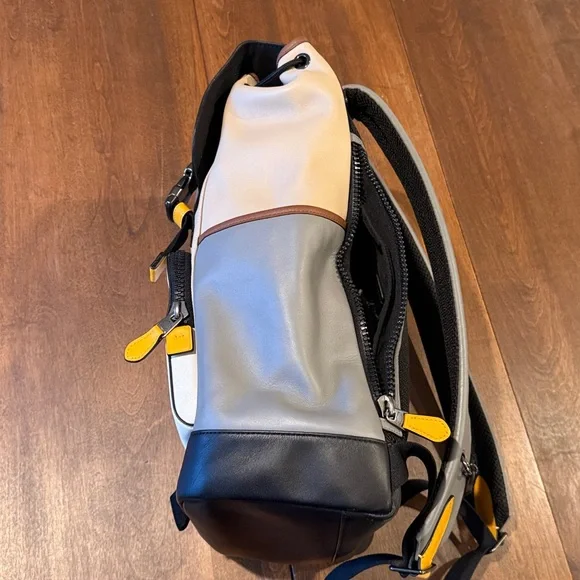 Coach Track Backpack Colorblock Leather QB/Chalk Light Gravel RARE (EUC) (C4019) - Picture 10 of 16